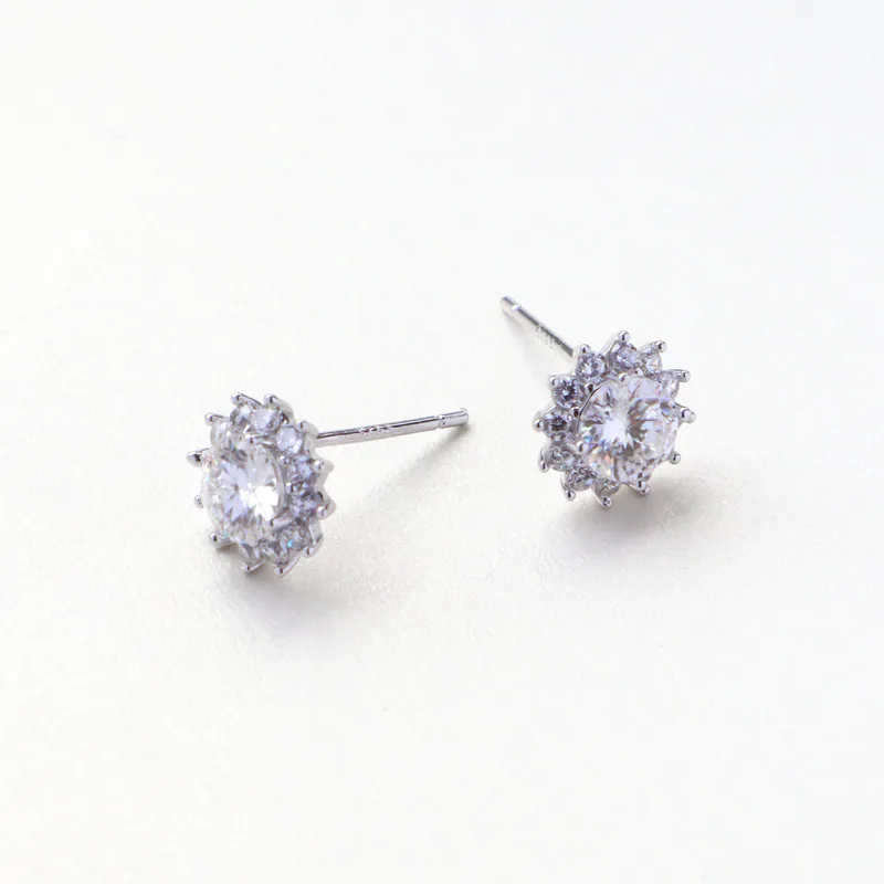 Silver Plated/太陽光芒．莫桑鑽耳環 6